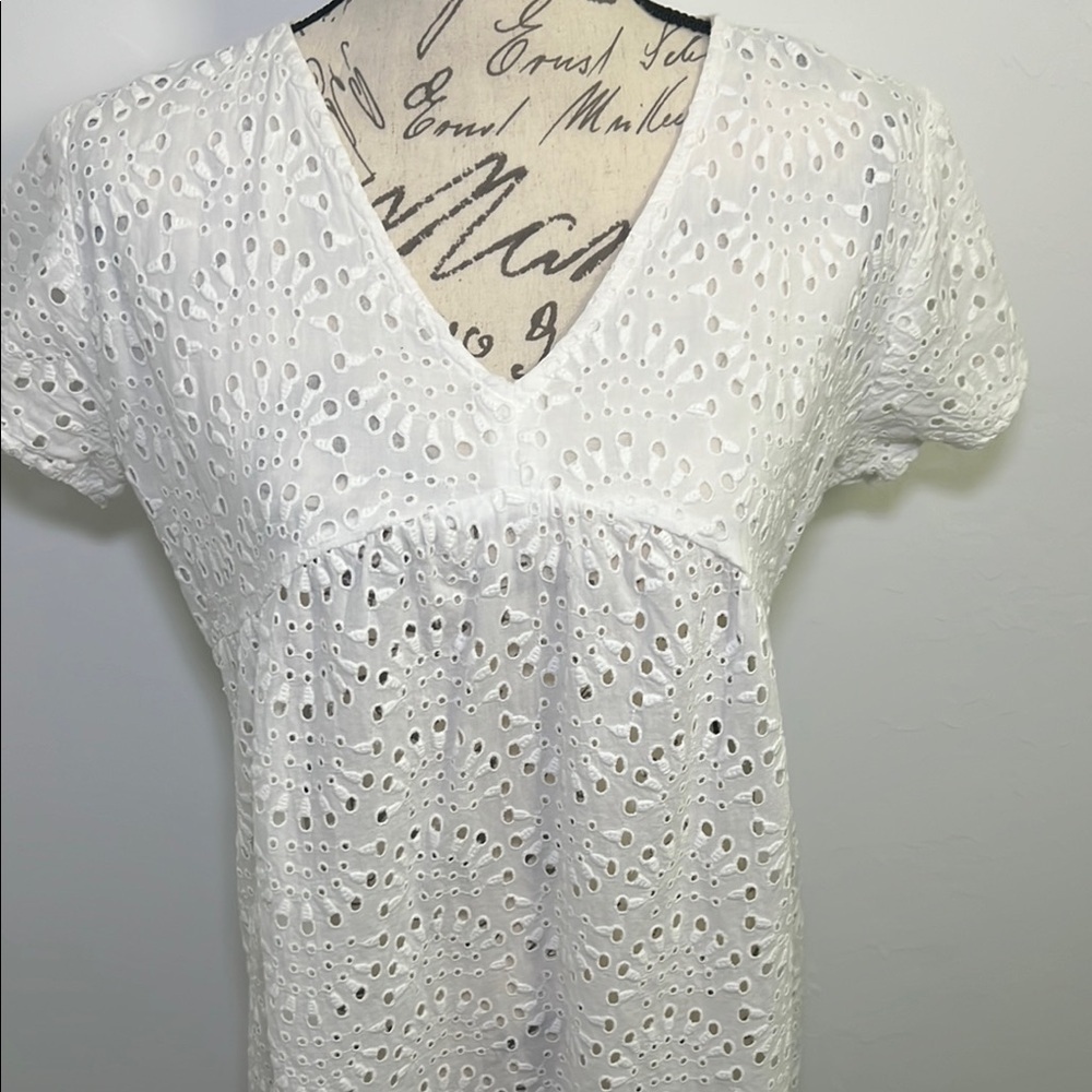 White Eyelet Swim Cover-Up Small - Picture 3 of 7